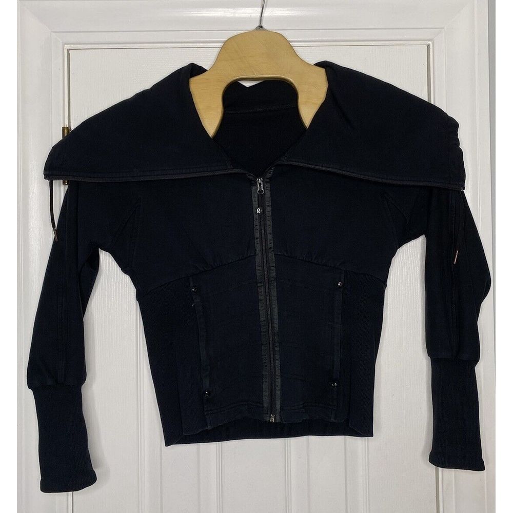Lululemon Women's Cowl Neck Full Zip Sweatshirt‎ Faded Black 10- Read